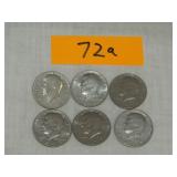 6- 1973 Kennedy Half Dollars