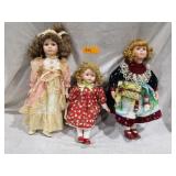 3- Porcelain Dolls Left 18"