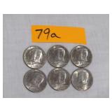 6- 1985 Kennedy Half Dollars