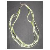 Green string and ribbon necklace