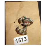 dog with gemstone eyes brooch