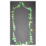 yellow and green swirled clay bead necklace