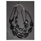 3 strand black bead necklace
