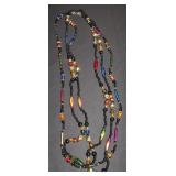 3 strand multi colored bead necklace