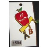 teachers apple brooch