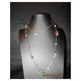 Long tarnished silvertone necklace