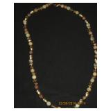 silver purple and white bead necklace