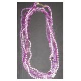 6 strand purple and pink bead necklace