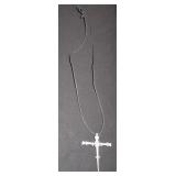 black cord necklace with silver cross