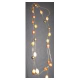 gold chain with pink and amber beads long