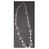 silver and clear bead pear like necklace