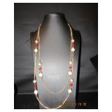 Long silvertone dual strand necklace
