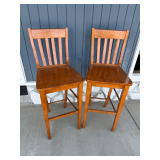 Set of Two Wooden Bar Stools