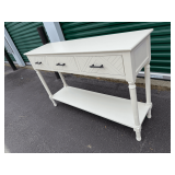 Off-White Console Table with Three Drawers and Lower Shelf