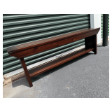 Dark Stained Wooden Mudroom Bench with Lower Shelf