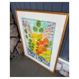 Abstract Floral Watercolor Painting in Wood Frame