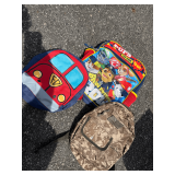 Assorted Children's Backpacks Including Paw Patrol and Camouflage Designs