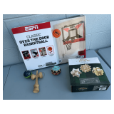 ESPN Over-the-Door Basketball Hoop, Wooden Brain Teaser Puzzles, and Kendama Game Set