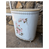 Metal Laundry Hamper with Floral Motif