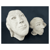 Pair of Sculpted Clay Head Figurines