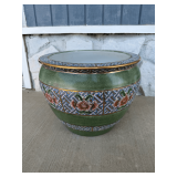 Ceramic Fish Bowl Planter with Floral and Koi Motif