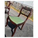 Carved Wood Side Chair with Patterned Upholstery