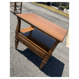 Two-Tier Wooden Side Table with Single Drawer