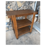 Rolling Slatted Wood Utility Cart