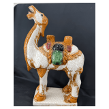 Ceramic Camel Figurine with Crackle Glaze Finish