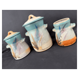 Set of Three Hand-Thrown Studio Pottery Canisters with Lids