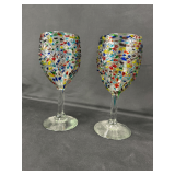 Set of Two Confetti Glass Goblets