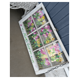 Hand-Painted Floral Window Frame Wall Decor
