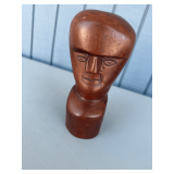 Hand-Carved Wooden Bust Sculpture