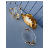 Murano Glass Bowl and Floral Enamel Tea Set