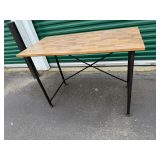 Industrial Style Butcher Block Top Desk with X-Frame Metal Base