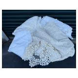 Assorted White Lace Fabric and Table Linens