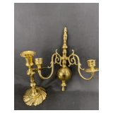 Brass Wall Sconce and Candlestick Set