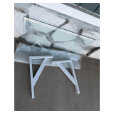 Glass Shelf with White Metal Support Brackets