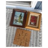 Collection of Two Framed Paintings and One Decorative Ceramic Tile