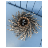 Umbra Chrome Bird Figurines with Woven Twig Nest Display