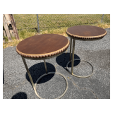 Pair of Circular Side Tables with Beaded Trim
