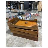 lot of wooden paper holders for desk