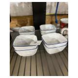lot of 8 small sauce bowls blue and white
