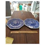 2 spode botanical plates