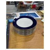 lot of 12 Aynsley corona cobalt dinner plates