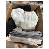 box lot of misc. fabric items and clothes