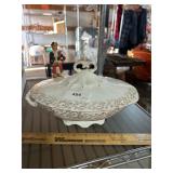 lidded vintage dish has crazing, dings, and stains
