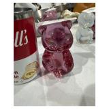 fenton glass bear clear pink