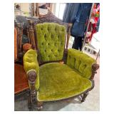 victorian side chair - green large armchair