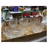 lot of fostoria cream sugars etc.